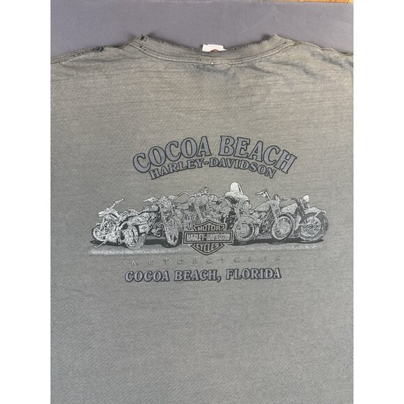 Rare Vintage Y2K Harley Davidson Thrashed Fade Cocoa Beach Florida 2XL Fit Shirt - Picture 4 of 16
